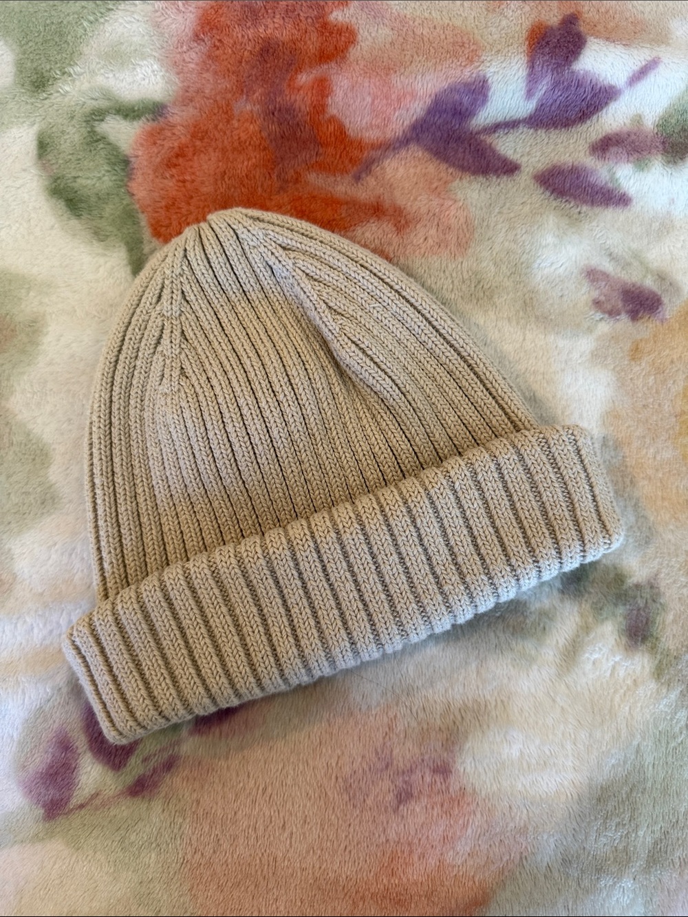 Zara Kids Ribbed Beanie Hat in Light Beige